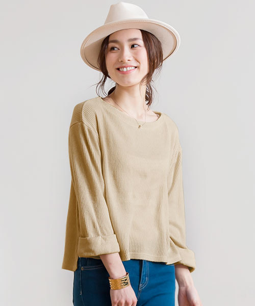 Pierrot（ピエロ）の「ワイドスリーブ ニットソー トップス（ニット/セーター・レディース・オフホワイト/グレー/ピンク/ベージュ/ネイビー・M/L）」の4枚目の写真