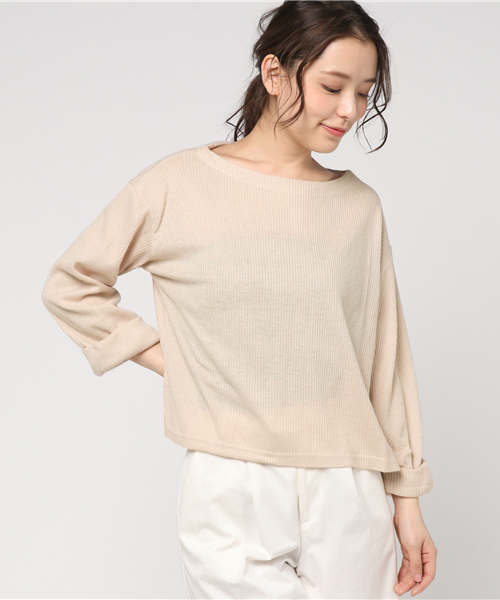 Pierrot（ピエロ）の「ワイドスリーブ ニットソー トップス（ニット/セーター・レディース・オフホワイト/グレー/ピンク/ベージュ/ネイビー・M/L）」の13枚目の写真