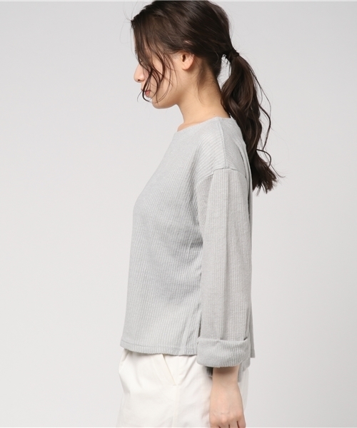 Pierrot（ピエロ）の「ワイドスリーブ ニットソー トップス（ニット/セーター・レディース・オフホワイト/グレー/ピンク/ベージュ/ネイビー・M/L）」の7枚目の写真