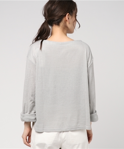 Pierrot（ピエロ）の「ワイドスリーブ ニットソー トップス（ニット/セーター・レディース・オフホワイト/グレー/ピンク/ベージュ/ネイビー・M/L）」の8枚目の写真