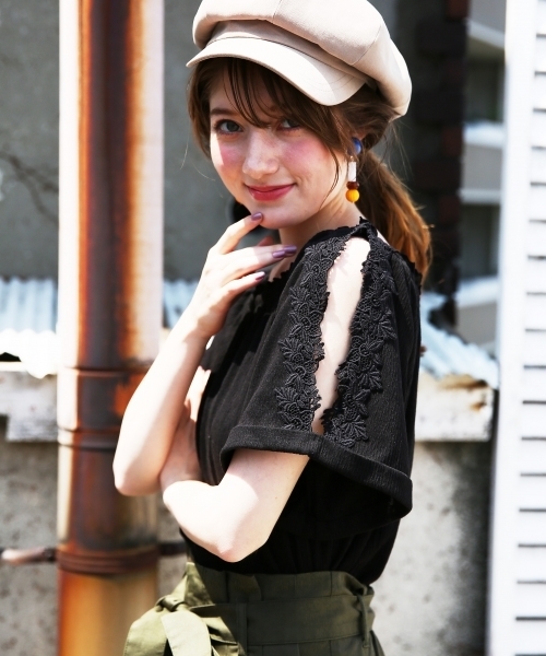 Heather（ヘザー）の「ソデスリットレースＴ  765517（Tシャツ/カットソー・レディース・ホワイト/ブラック/イエロー系その他・FREE）」の3枚目の写真