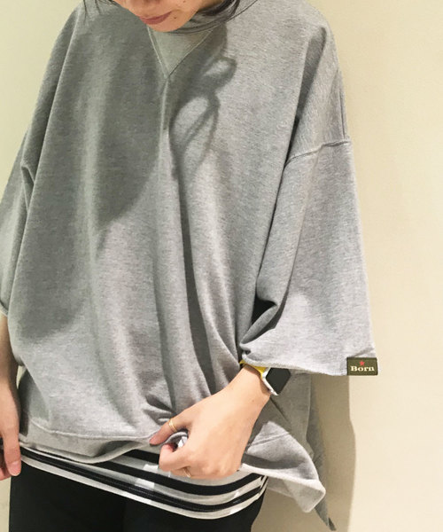 Born（ボーン）の「Born Border Pattern Long Tank Top/ボーンボーダーパターンロングタンクトップ（タンクトップ・レディース・イエロー/オレンジ/杢グレー/ブルー/ネイビー・FREE）」の2枚目の写真