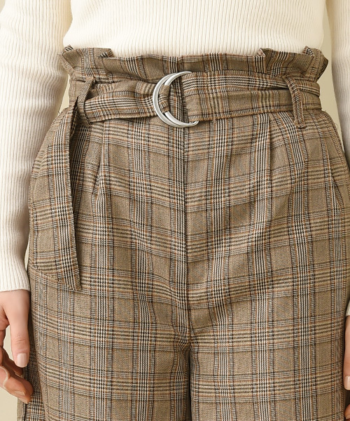 Luz Llena（ラズレナ）の「[ベルト付き]グレンチェック柄ワイドパンツ（その他パンツ・レディース・ブラウン/グレー・MEDIUM）」の5枚目の写真
