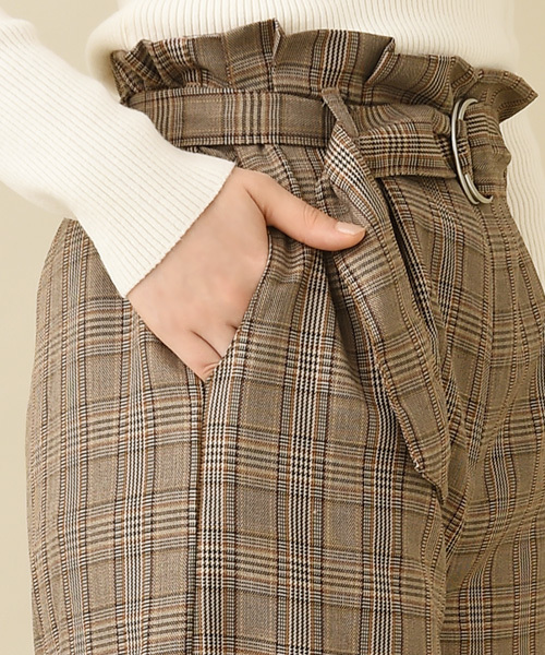 Luz Llena（ラズレナ）の「[ベルト付き]グレンチェック柄ワイドパンツ（その他パンツ・レディース・ブラウン/グレー・MEDIUM）」の6枚目の写真