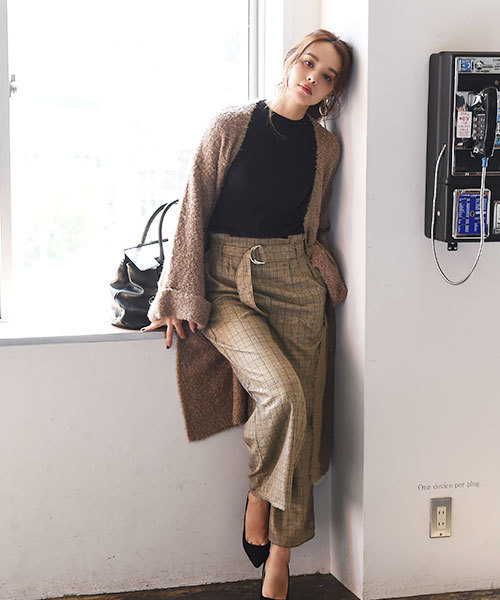 Luz Llena（ラズレナ）の「[ベルト付き]グレンチェック柄ワイドパンツ（その他パンツ・レディース・ブラウン/グレー・MEDIUM）」の16枚目の写真