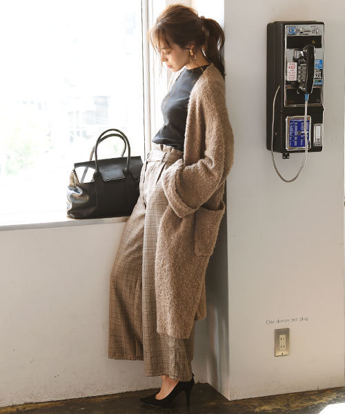 Luz Llena（ラズレナ）の「[ベルト付き]グレンチェック柄ワイドパンツ（その他パンツ・レディース・ブラウン/グレー・MEDIUM）」の14枚目の写真