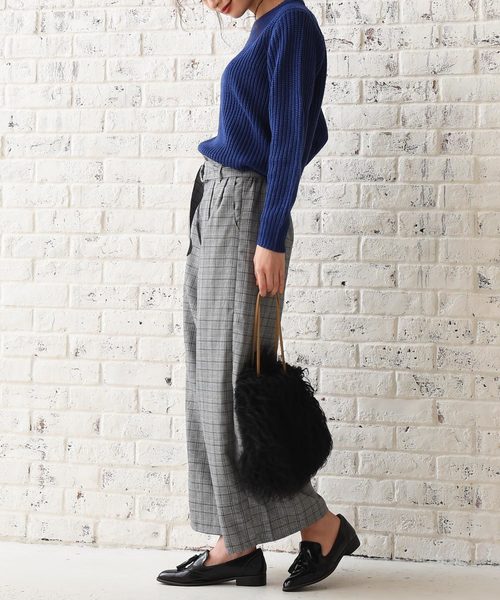 Luz Llena（ラズレナ）の「[ベルト付き]グレンチェック柄ワイドパンツ（その他パンツ・レディース・ブラウン/グレー・MEDIUM）」の18枚目の写真