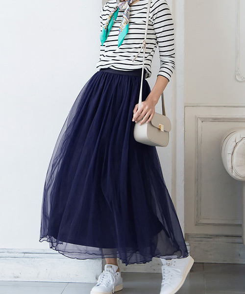 Pierrot（ピエロ）の「マキシ丈 チュールスカート（スカート・レディース・ブラック/アイボリー/グレー/ベージュ/カーキ/ネイビー・M/L）」の6枚目の写真