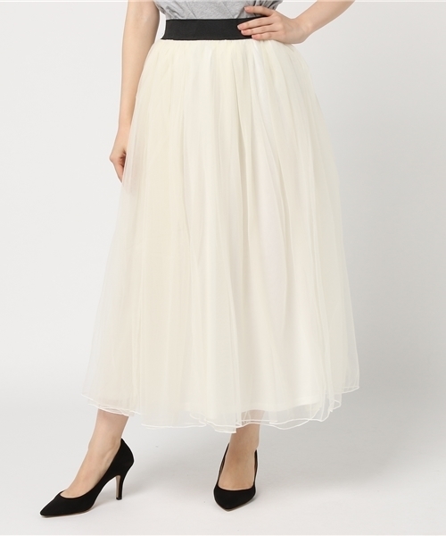 Pierrot（ピエロ）の「マキシ丈 チュールスカート（スカート・レディース・ブラック/アイボリー/グレー/ベージュ/カーキ/ネイビー・M/L）」の22枚目の写真