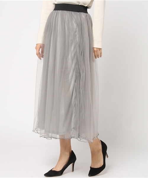 Pierrot（ピエロ）の「マキシ丈 チュールスカート（スカート・レディース・ブラック/アイボリー/グレー/ベージュ/カーキ/ネイビー・M/L）」の20枚目の写真