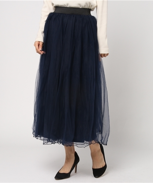 Pierrot（ピエロ）の「マキシ丈 チュールスカート（スカート・レディース・ブラック/アイボリー/グレー/ベージュ/カーキ/ネイビー・M/L）」の18枚目の写真