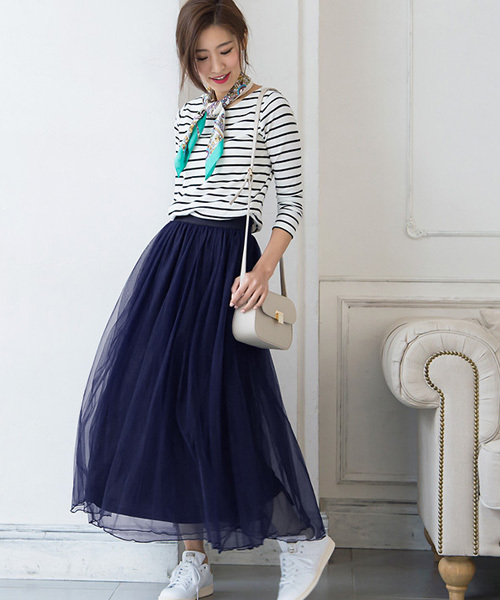 Pierrot（ピエロ）の「マキシ丈 チュールスカート（スカート・レディース・ブラック/アイボリー/グレー/ベージュ/カーキ/ネイビー・M/L）」の17枚目の写真