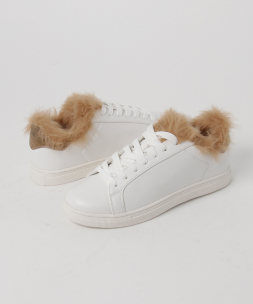 koe（コエ）の「ファースニーカー（スニーカー・レディース・ネイビー/キャメル・S/M/L）」の2枚目の写真