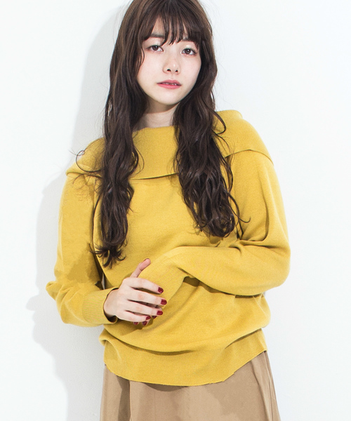 Furryrate（ファーリーレート）の「フルニードルオフショルTネックニットプルオーバー（ニット/セーター・レディース・ブルー/ブラック/イエロー/グレー・FREE）」の4枚目の写真