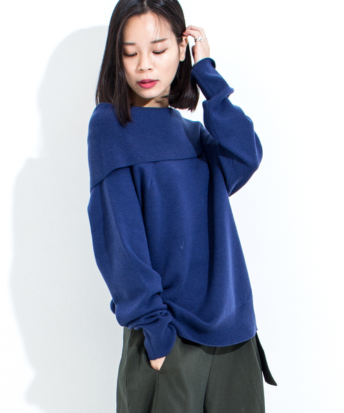 Furryrate（ファーリーレート）の「フルニードルオフショルTネックニットプルオーバー（ニット/セーター・レディース・ブルー/ブラック/イエロー/グレー・FREE）」の3枚目の写真