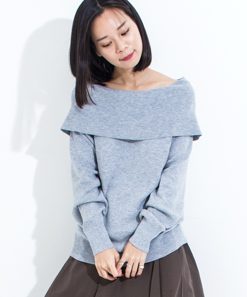 Furryrate（ファーリーレート）の「フルニードルオフショルTネックニットプルオーバー（ニット/セーター・レディース・ブルー/ブラック/イエロー/グレー・FREE）」の12枚目の写真