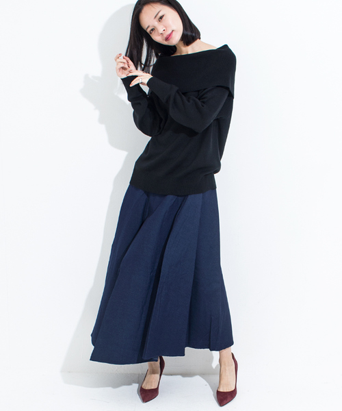 Furryrate（ファーリーレート）の「フルニードルオフショルTネックニットプルオーバー（ニット/セーター・レディース・ブルー/ブラック/イエロー/グレー・FREE）」の19枚目の写真