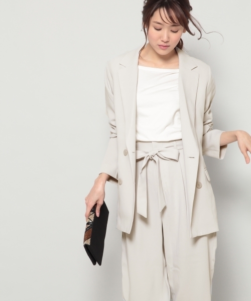 BLISS POINT（ブリスポイント）の「Wクロスダブルブレストジャケット / 779737（その他アウター・レディース・ライトグレー/ネイビー・MEDIUM/LARGE）」の2枚目の写真