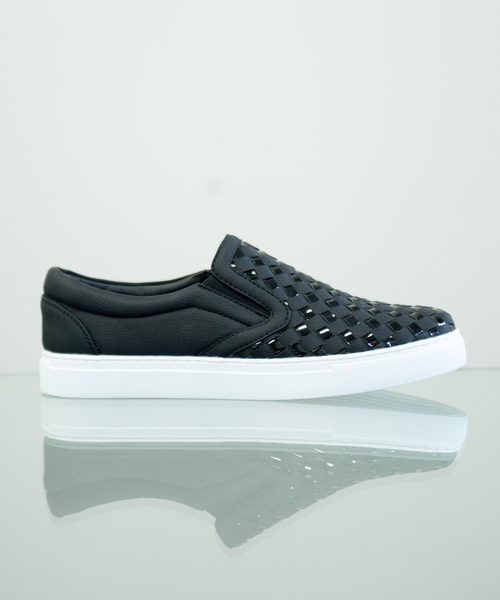 Buffalo Bobs（バッファローボブズ）の「INTRECCIATO SLIPON(イントレチャート スリッポン)メッシュスリッポン（スリッポン・メンズ・ブラック/ホワイト/ブルー・41/43）」の3枚目の写真