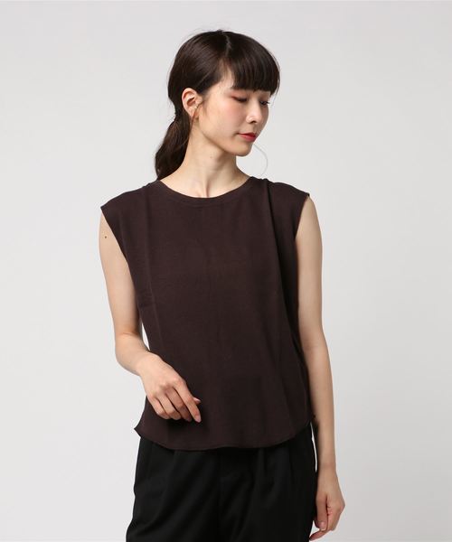 un dix cors（アンディコール）の「バックヘンリーワッフルカットソー（Tシャツ/カットソー・レディース・ブラック/ホワイト/ブラウン・ﾌﾘ-）」の3枚目の写真