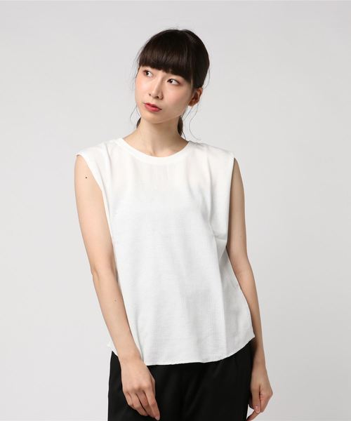 un dix cors（アンディコール）の「バックヘンリーワッフルカットソー（Tシャツ/カットソー・レディース・ブラック/ホワイト/ブラウン・ﾌﾘ-）」の2枚目の写真