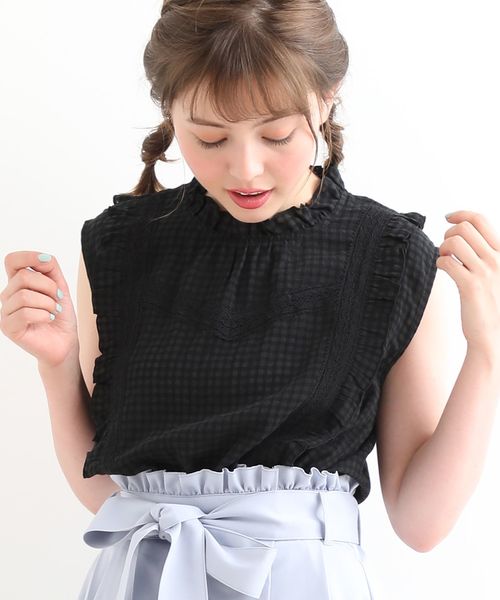 MAJESTIC LEGON（マジェスティックレゴン）の「フレンチスリーブフリルブラウス（シャツ/ブラウス・レディース・ブラック系その他/イエロー系その他/レッド系その他2・MEDIUM/SMALL）」の8枚目の写真