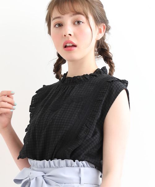 MAJESTIC LEGON（マジェスティックレゴン）の「フレンチスリーブフリルブラウス（シャツ/ブラウス・レディース・ブラック系その他/イエロー系その他/レッド系その他2・MEDIUM/SMALL）」の9枚目の写真