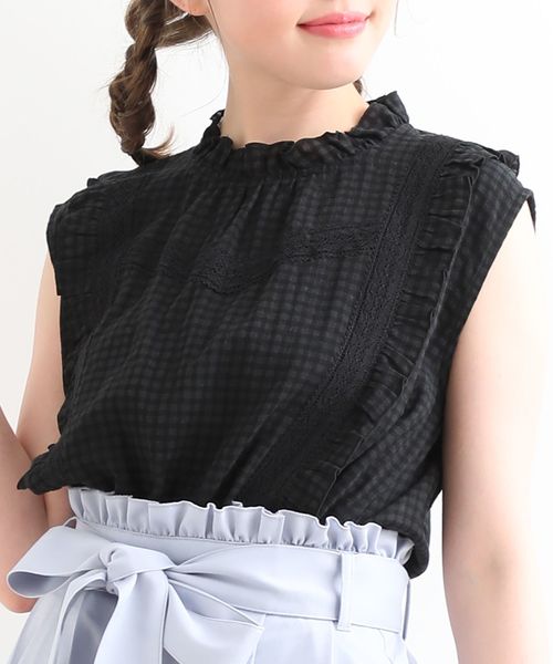 MAJESTIC LEGON（マジェスティックレゴン）の「フレンチスリーブフリルブラウス（シャツ/ブラウス・レディース・ブラック系その他/イエロー系その他/レッド系その他2・MEDIUM/SMALL）」の10枚目の写真