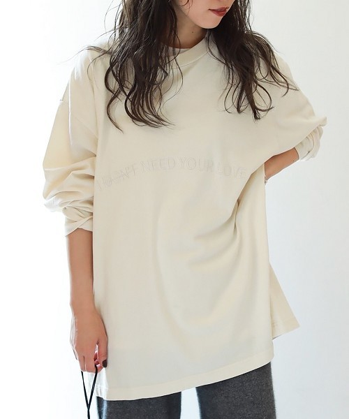 TODAYFUL(トゥデイフル)の「レターロングT(Tシャツ/カットソー・レディース・ホワイト/キナリ・FREE)」の2枚目の写真