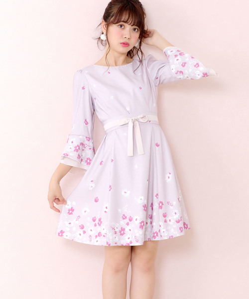 【かわいい☆LODISPOTTO】アイボリー　ピンクドットスカートワンピース　M かわいい☆LODISPOTTO】アイボリー ピンクドットスカート