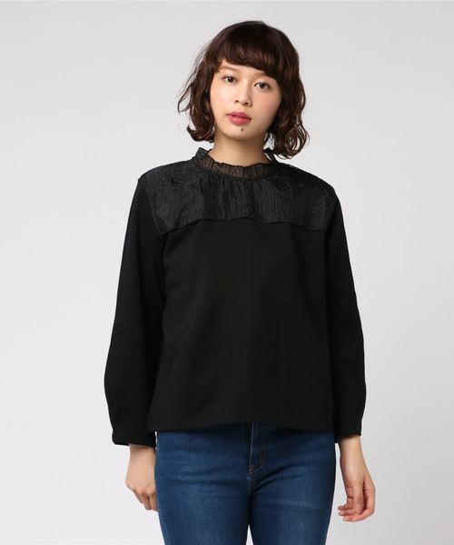 AMERICAN HOLIC(アメリカンホリック)の「レースネックポンチプルオーバー *(Tシャツ/カットソー・レディース・ブラック/キャメル・M/L)」の15枚目の写真