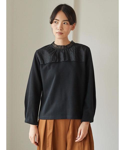 AMERICAN HOLIC(アメリカンホリック)の「レースネックポンチプルオーバー *(Tシャツ/カットソー・レディース・ブラック/キャメル・M/L)」の5枚目の写真