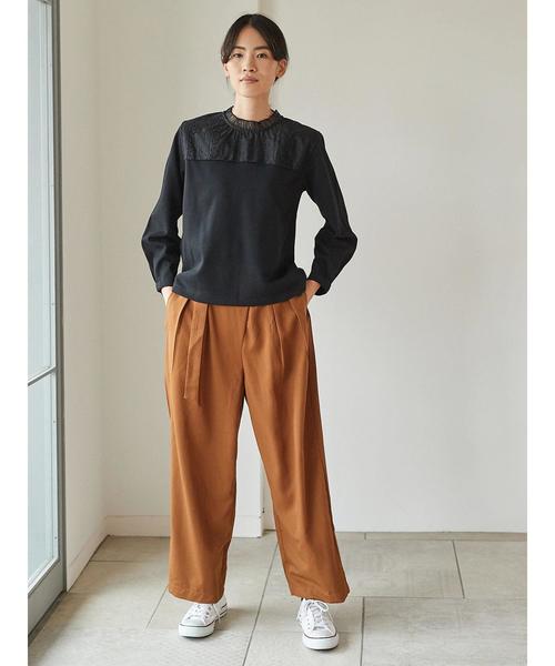 AMERICAN HOLIC(アメリカンホリック)の「レースネックポンチプルオーバー *(Tシャツ/カットソー・レディース・ブラック/キャメル・M/L)」の9枚目の写真