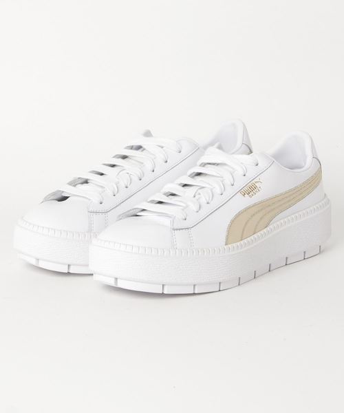 PUMA（プーマ）の「PUMA/プーマ プラットフォーム トレース バーシティ ウィメンズ（スニーカー・レディース・ブラック/ホワイト・23cm/23.5cm/24cm/24.5cm/25cm/22.5cm）」の2枚目の写真