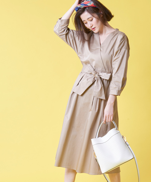 セール 綿サテンストレッチカシュクールワンピース ワンピース 12twelve Agenda トゥエルブ アジェンダ のファッション通販 Zozotown