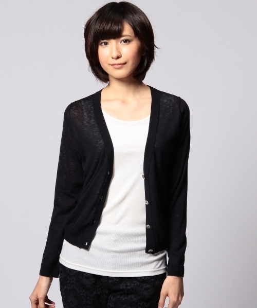 UNITED ARROWS(ユナイテッドアローズ)の「UAW CO/GAUZE Vネック カーディガン ◆(カーディガン/ボレロ・レディース・ライトグレー/オレンジ/ネイビー・フリー)」の3枚目の写真