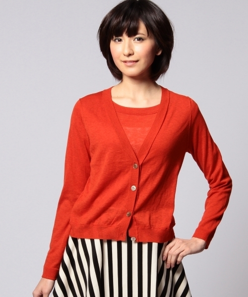 UNITED ARROWS(ユナイテッドアローズ)の「UAW CO/GAUZE Vネック カーディガン ◆(カーディガン/ボレロ・レディース・ライトグレー/オレンジ/ネイビー・フリー)」の1枚目の写真