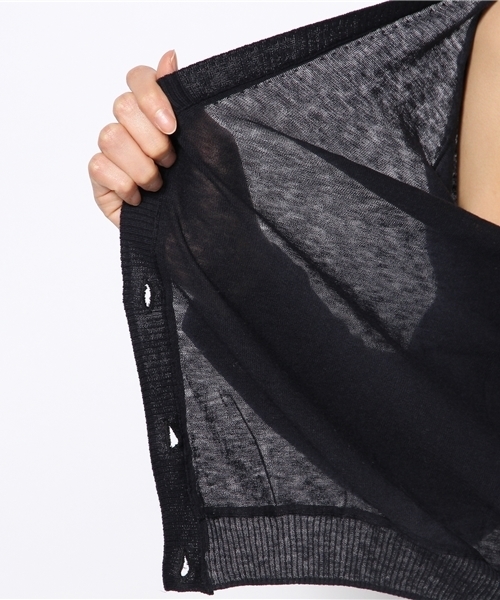 UNITED ARROWS(ユナイテッドアローズ)の「UAW CO/GAUZE Vネック カーディガン ◆(カーディガン/ボレロ・レディース・ライトグレー/オレンジ/ネイビー・フリー)」の4枚目の写真