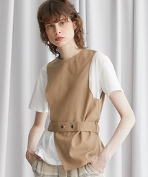 STUDIOUS | 【STUDIOUS】ビスチェライク ワンショルダー セットアップブラウス(Tシャツ/カットソー)