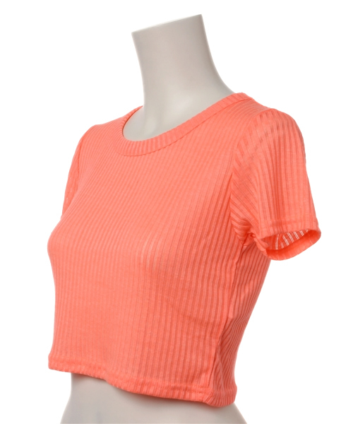 TOPSHOP（トップショップ）の「RIB CROP TEE/リブクロップティー（Tシャツ/カットソー・レディース・ライトピンク・6/8/12/10）」の8枚目の写真