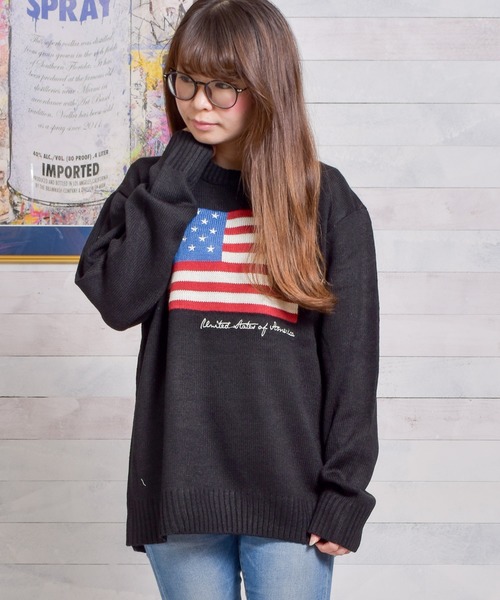 NO WAY（ノーウェイ）の「/USフラッグ　ジャガードクルーネックニット/（ニット/セーター・レディース・ブラック/ベージュ/ネイビー/アイボリー・MEDIUM/LARGE/X-LARGE）」の19枚目の写真