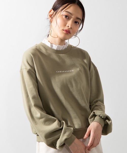 WEGO（ウィゴー）の「WEGO/フリルロゴスウェット（スウェット・レディース・ベージュ/ピンク/グリーン/アイボリー・FREE）」の3枚目の写真