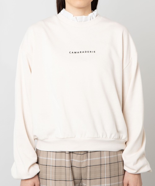 WEGO（ウィゴー）の「WEGO/フリルロゴスウェット（スウェット・レディース・ベージュ/ピンク/グリーン/アイボリー・FREE）」の7枚目の写真