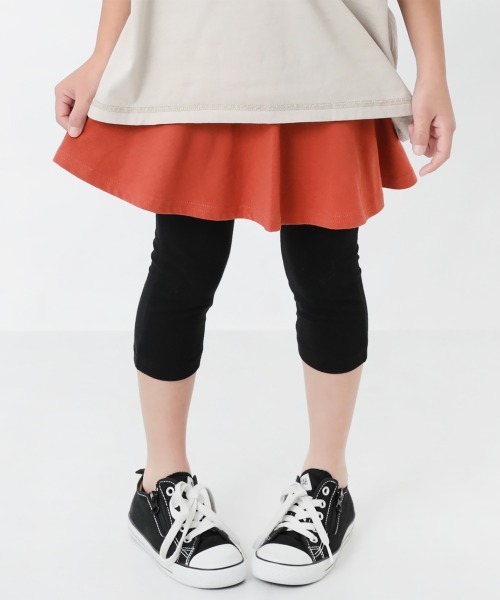 devirock（デビロック）の「6分丈無地スカッツ（スカート・キッズ・ブルーグレー/パープル系その他3/パープル系その他4/ブラック/ヘザーチャコール/ネイビー/グリーン系その他/カーキ/パープル系その他/バイオレット/パープル系その他2/ラベンダー/レッド系その他/スモークピンク/ダークオレンジ/イエロー系その他/ブルー系その他/サックスブルー/パープル/テラコッタ・80ｃｍ/90cm/95cm/100cm/110cm/120cm/130cm/140cm/150cm/160cm）」の4枚目の写真