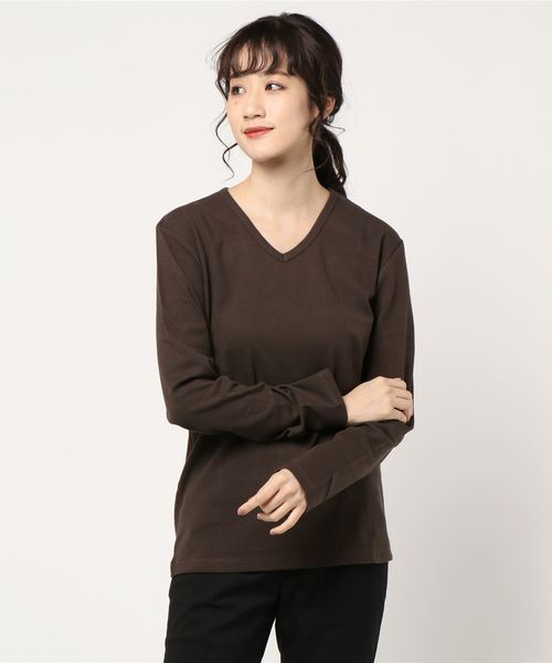 B.I.D.(ビーアイディー)の「《Bling Leads》フライス ロンT(Tシャツ/カットソー・レディース・ホワイト/ブラック/ネイビー/ブラック×ホワイト/杢グレー/ダークブラウン/カーキ/チャコールグレー/ワイン・MEDIUM/LARGE/X-LARGE)」の7枚目の写真