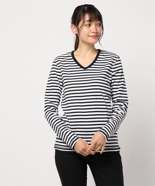 B.I.D.(ビーアイディー)の「《Bling Leads》フライス ロンT(Tシャツ/カットソー・レディース・ホワイト/ブラック/ネイビー/ブラック×ホワイト/杢グレー/ダークブラウン/カーキ/チャコールグレー/ワイン・MEDIUM/LARGE/X-LARGE)」の4枚目の写真