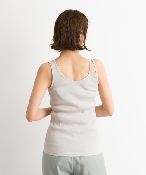 DouDou（ドゥドゥ）の「Wストラップ2WAYタンク（Tシャツ/カットソー・レディース・ライトグレー/オフホワイト/カーキ・FREE）」の15枚目の写真
