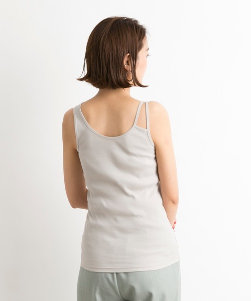 DouDou（ドゥドゥ）の「Wストラップ2WAYタンク（Tシャツ/カットソー・レディース・ライトグレー/オフホワイト/カーキ・FREE）」の14枚目の写真