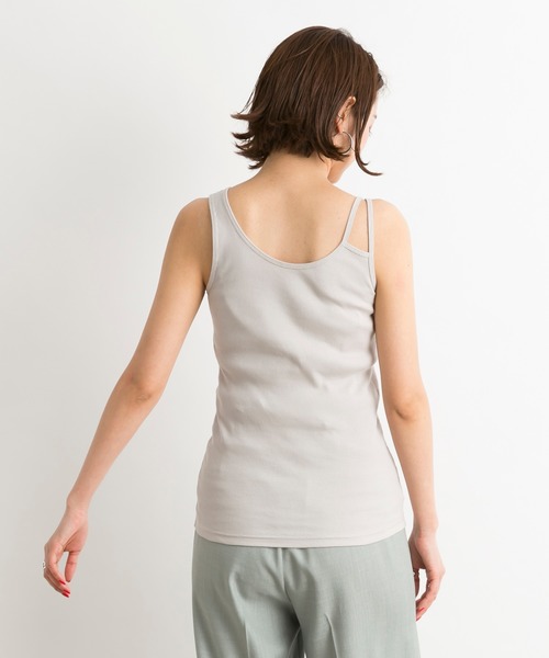 DouDou（ドゥドゥ）の「Wストラップ2WAYタンク（Tシャツ/カットソー・レディース・ライトグレー/オフホワイト/カーキ・FREE）」の13枚目の写真