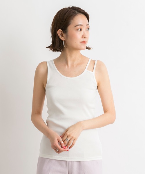 DouDou（ドゥドゥ）の「Wストラップ2WAYタンク（Tシャツ/カットソー・レディース・ライトグレー/オフホワイト/カーキ・FREE）」の16枚目の写真